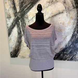 White House Black Market Light Purple Metallic Knit Top